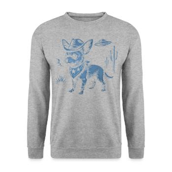 Chihuahua Cowboy Hat Bandana Desert Cactus - Unisex Sweatshirt - salt & pepper - Front - Alina (178cm) & Michal (187cm)