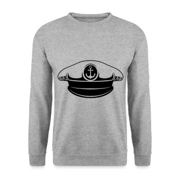 chapeau marin matelot capitaine - Sweat-shirt Unisexe - gris chiné - Devant - Alina (178cm) & Michal (187cm)