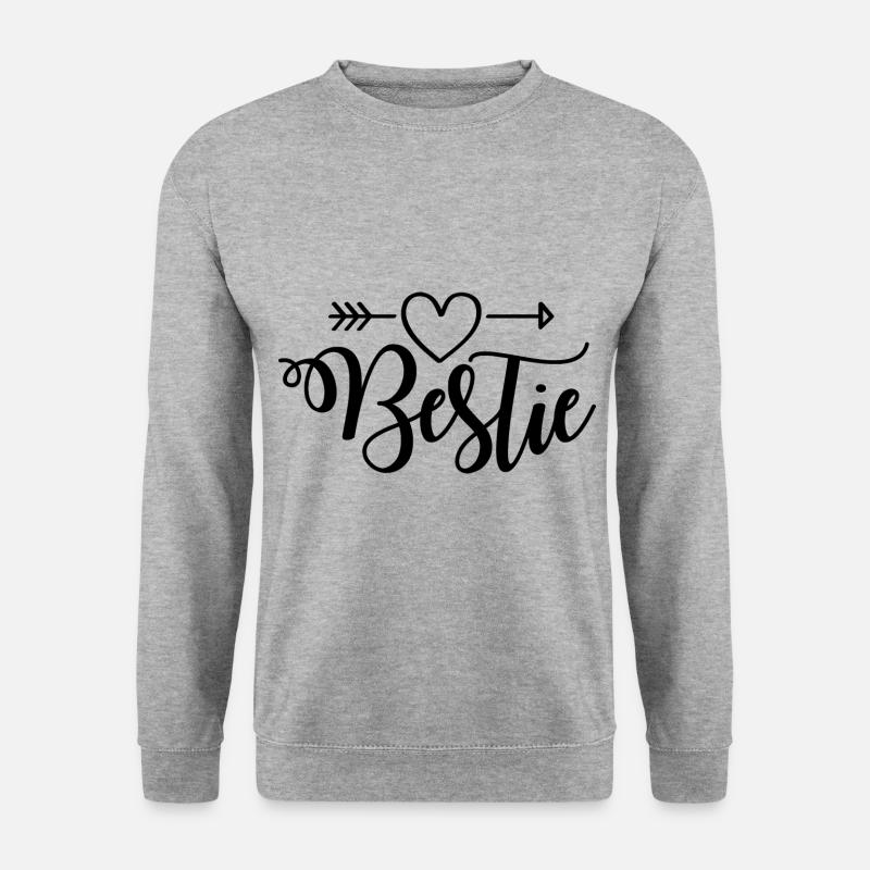 Bestie Herz Freundschaft - Unisex Pullover - Weißgrau meliert