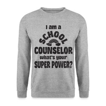 I am a school counselor, what's your super power? - Unisex Sweatshirt - salt & pepper - Front - Alina (178cm) & Michal (187cm)
