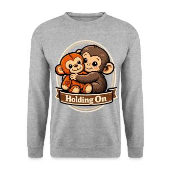 Anxious Monkey Soft Toy Heart - Unisex Sweatshirt - salt & pepper - Front - Alina (178cm) & Michal (187cm)