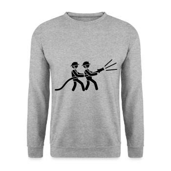 feuerwehrmann feuerwehr icon team - Unisex Pullover - Weißgrau meliert - Vorne - Alina (178cm) & Michal (187cm)