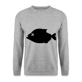 Piranha Poisson - Sweat-shirt Unisexe - gris chiné - Devant - Alina (178cm) & Michal (187cm)