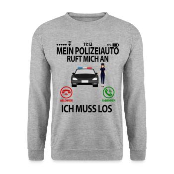 Polizistin Polizei Lustige Sprüche Humor witzige - Unisex Pullover - Weißgrau meliert - Vorne - Alina (178cm) & Michal (187cm)