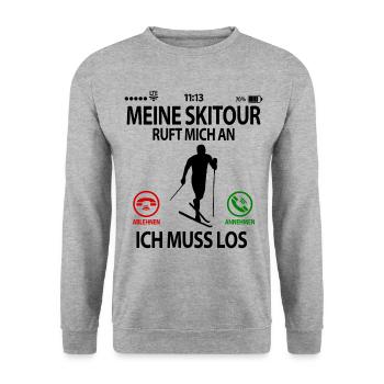 Skitourengeher Skitour Tourengeher Sprüche Lustig - Unisex Pullover - Weißgrau meliert - Vorne - Alina (178cm) & Michal (187cm)