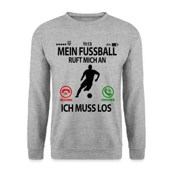 Fußballverrückte Fußballfan Fußball Lustig Sprüche - Unisex Pullover - Weißgrau meliert - Vorne - Alina (178cm) & Michal (187cm)