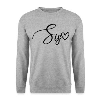 La sœur de Si - Sweat-shirt Unisexe - gris chiné - Devant - Alina (178cm) & Michal (187cm)