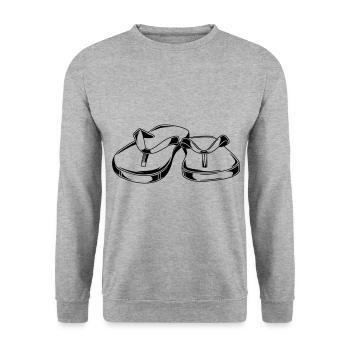 flip flops latschen symbol - Unisex Pullover - Weißgrau meliert - Vorne - Alina (178cm) & Michal (187cm)