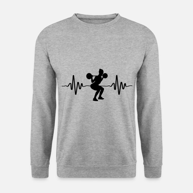 fitness girl squats puls - Unisex Pullover - Weißgrau meliert