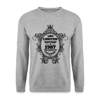 1987 - Unisex Pullover - Weißgrau meliert - Vorne - Alina (178cm) & Michal (187cm)