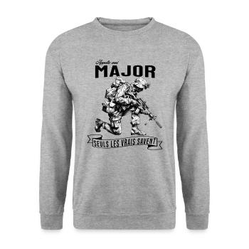 Appelle-moi Major - Sweat-shirt Unisexe - gris chiné - Devant - Alina (178cm) & Michal (187cm)