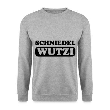 schniedelwutzi penis pimmel lustig - Unisex Pullover - Weißgrau meliert - Vorne - Alina (178cm) & Michal (187cm)