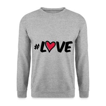 hashtag love herz - Unisex Pullover - Weißgrau meliert - Vorne - Alina (178cm) & Michal (187cm)