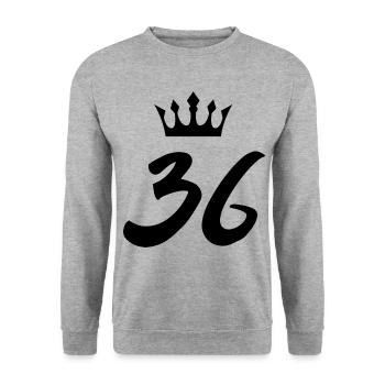 36 Number crown - Unisex Sweatshirt - salt & pepper - Front - Alina (178cm) & Michal (187cm)