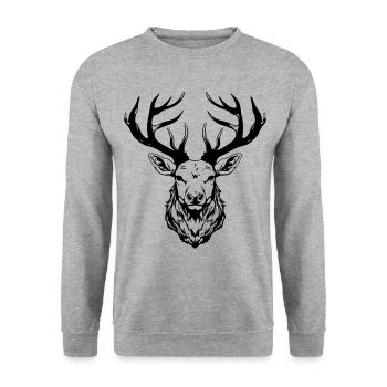 Deer Head - Unisex Sweatshirt - salt & pepper - Front - Alina (178cm) & Michal (187cm)