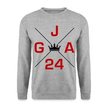 Jga 2024 Junggesellenabschied - Unisex Pullover - Weißgrau meliert - Vorne - Alina (178cm) & Michal (187cm)