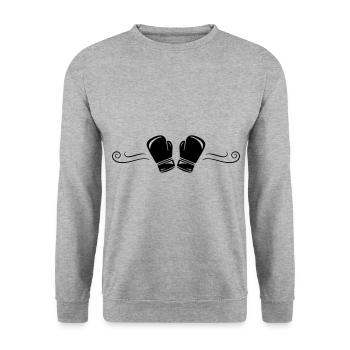boxhandschuhe symbol boxen - Unisex Pullover - Weißgrau meliert - Vorne - Alina (178cm) & Michal (187cm)