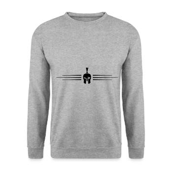 helm spartaner linie - Unisex Pullover - Weißgrau meliert - Vorne - Alina (178cm) & Michal (187cm)