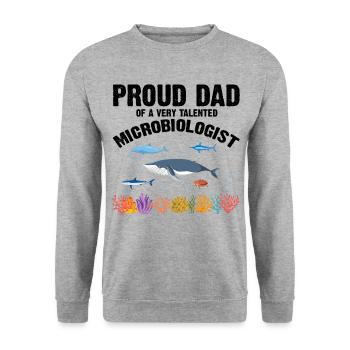 Proud Dad Microbiology Biology Biologist Sea - Unisex Sweatshirt - salt & pepper - Front - Alina (178cm) & Michal (187cm)