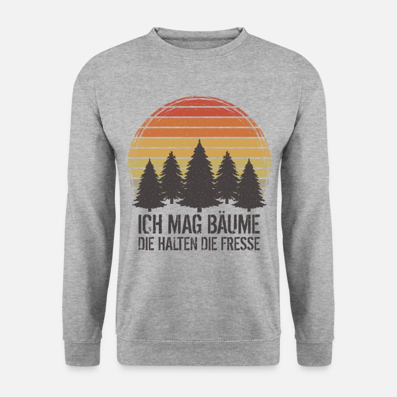 Ich mag Bäume Die halten die Fresse - Unisex Pullover - Weißgrau meliert