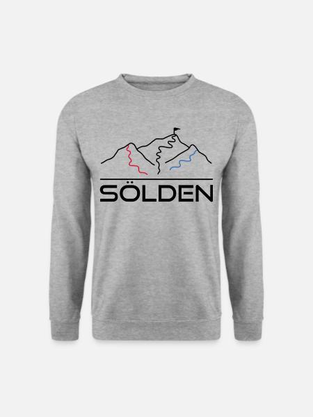 Wintersport Skipiste Sölden - Unisex Pullover - Weißgrau meliert