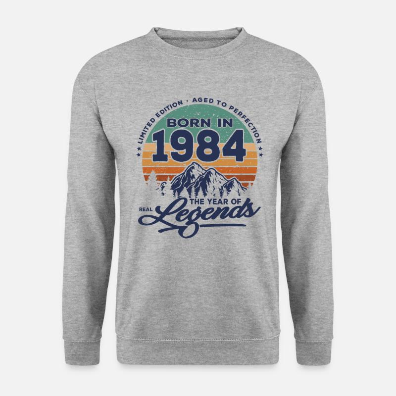 Legenden werden 1984 geboren - Unisex Pullover - Weißgrau meliert