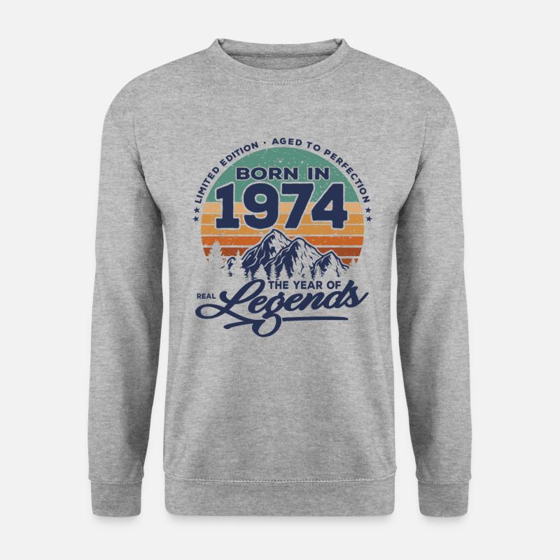 Legenden werden 1974 geboren - Unisex Pullover - Weißgrau meliert