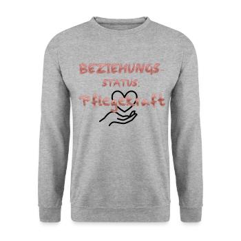 Beziehungsstatus: Pflegekraft - Unisex Pullover - Weißgrau meliert - Vorne - Alina (178cm) & Michal (187cm)