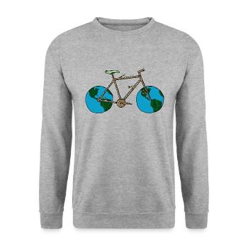 Planète Terre vélo, jeu de mots cyclisme, roue de vélo Art - Sweat-shirt Unisexe - gris chiné - Devant - Alina (178cm) & Michal (187cm)