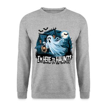 i'm here to haunt - Unisex Pullover - Weißgrau meliert - Vorne - Alina (178cm) & Michal (187cm)
