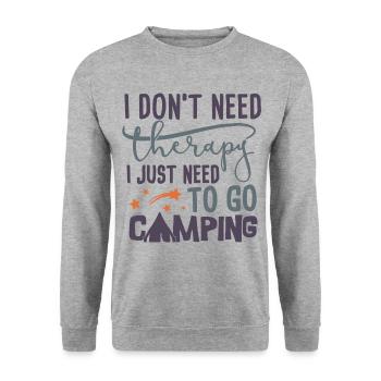 I don't need therapy - I just have to camp - Unisex Sweatshirt - salt & pepper - Front - Alina (178cm) & Michal (187cm)