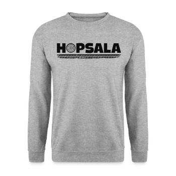 A Funny Car Tire Saying Hopsala - Unisex Sweatshirt - salt & pepper - Front - Alina (178cm) & Michal (187cm)