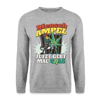 Ampel legalisiert Hanf - Unisex Pullover - Weißgrau meliert - Vorne - Alina (178cm) & Michal (187cm)