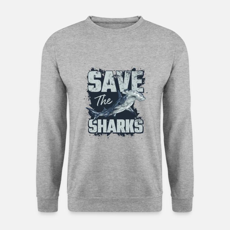 Save the sharks - Unisex Pullover - Weißgrau meliert