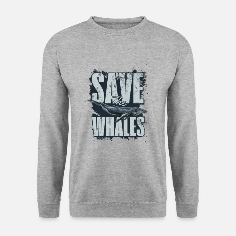 Save the whales - Unisex Pullover - Weißgrau meliert