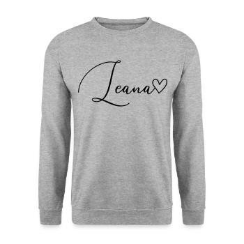 Leana surname First name Girl - Unisex Sweatshirt - salt & pepper - Front - Alina (178cm) & Michal (187cm)