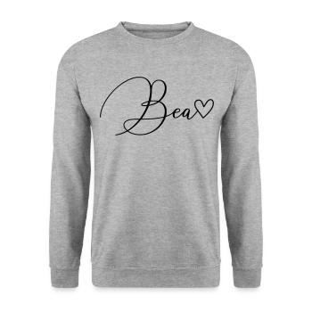 Bea Name Vorname Mädchen - Unisex Pullover - Weißgrau meliert - Vorne - Alina (178cm) & Michal (187cm)