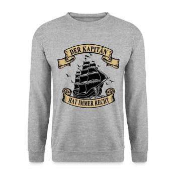 Kapitän Segelboot Recht Segelschiff - Unisex Pullover - Weißgrau meliert - Vorne - Alina (178cm) & Michal (187cm)