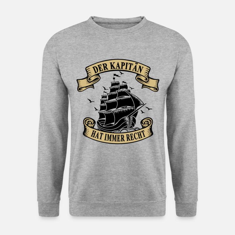 Kapitän Segelboot Recht Segelschiff - Unisex Pullover - Weißgrau meliert