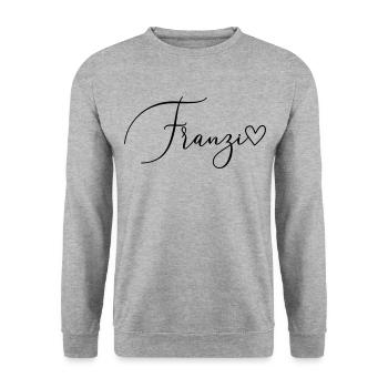 Franzi Surname First Name Girl - Unisex Sweatshirt - salt & pepper - Front - Alina (178cm) & Michal (187cm)