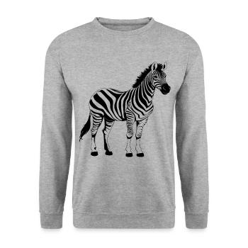 Zebra schwarz - Unisex Pullover - Weißgrau meliert - Vorne - Alina (178cm) & Michal (187cm)