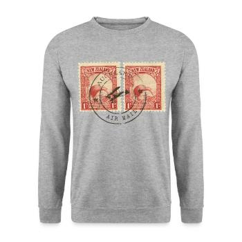 Kiwi stamps - Sweat-shirt Unisexe - gris chiné - Devant - Alina (178cm) & Michal (187cm)
