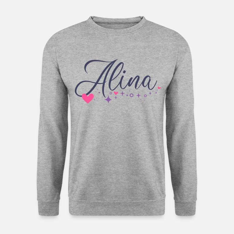 Alina Name Vorname Mädchen Herzchen - Unisex Pullover - Weißgrau meliert