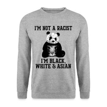 Panda - Je ne suis pas * raciste - Sweat-shirt Unisexe - gris chiné - Devant - Alina (178cm) & Michal (187cm)