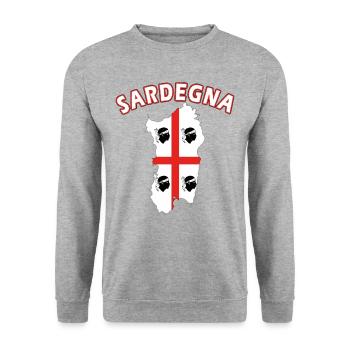 Sardinien Landkarte Urlaub Motorrad Flagge - Unisex Pullover - Weißgrau meliert - Vorne - Alina (178cm) & Michal (187cm)