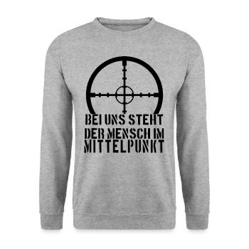 Soldat, Spruch, Lustig, Bundeswehr, Soldaten, - Unisex Pullover - Weißgrau meliert - Vorne - Alina (178cm) & Michal (187cm)