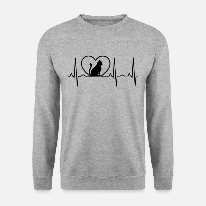 Katze - Unisex Pullover - Weißgrau meliert
