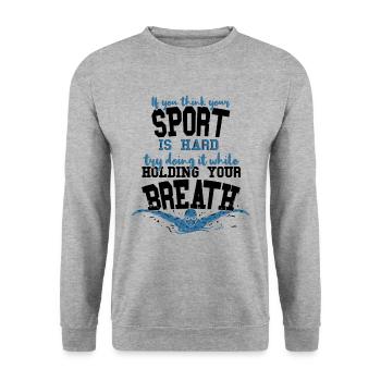 Schwimmen Schwimmern Geschenk - Unisex Pullover - Weißgrau meliert - Vorne - Alina (178cm) & Michal (187cm)