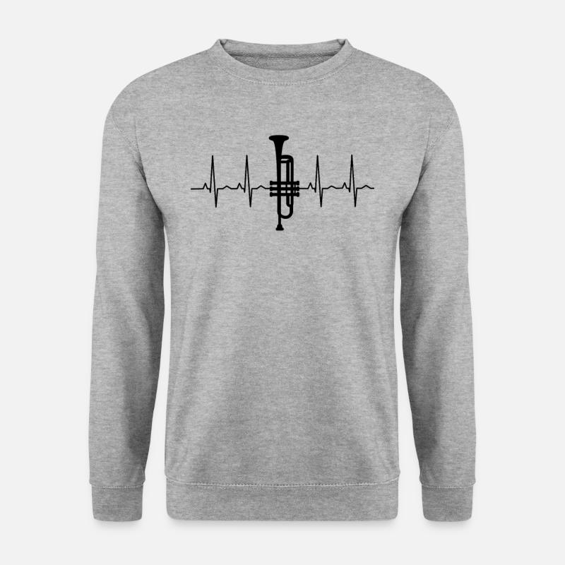 Trompete Herzschlag - Unisex Pullover - Weißgrau meliert