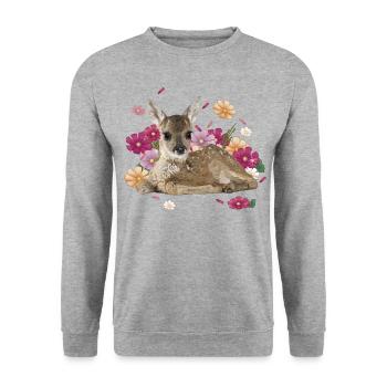 Cerf - Sweat-shirt Unisexe - gris chiné - Devant - Alina (178cm) & Michal (187cm)